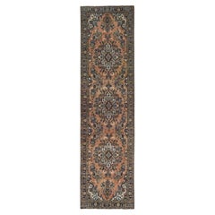 3'5"x13'7" Peach Color Vintage Farsian Lilahan Worn Wool Hand Knotted Runner Rug