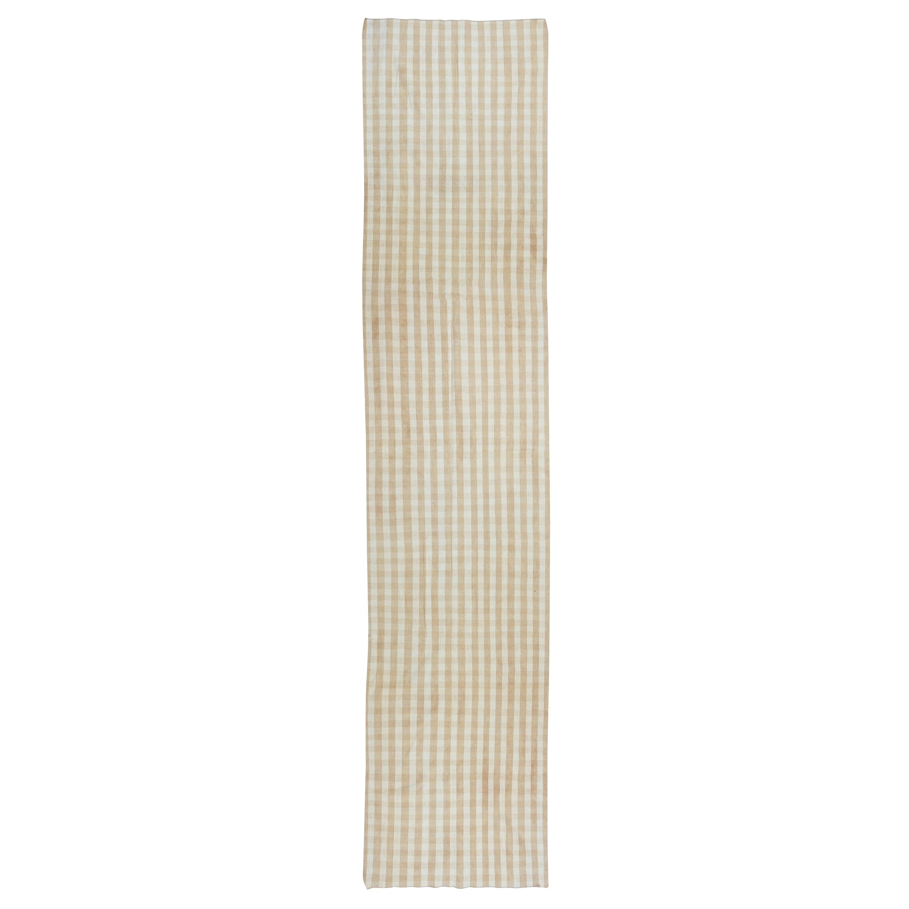 3.5x15.6 Ft Vintage Handmade Checkered Türkisch Lange Läufer Kilim für Flur im Angebot