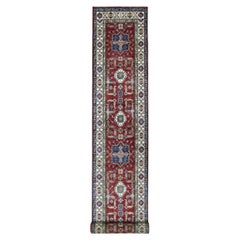 3'5 "x19'3" Rot Super Kazak Geometrisches Design Handgeknüpft XL Läufer Orientteppich