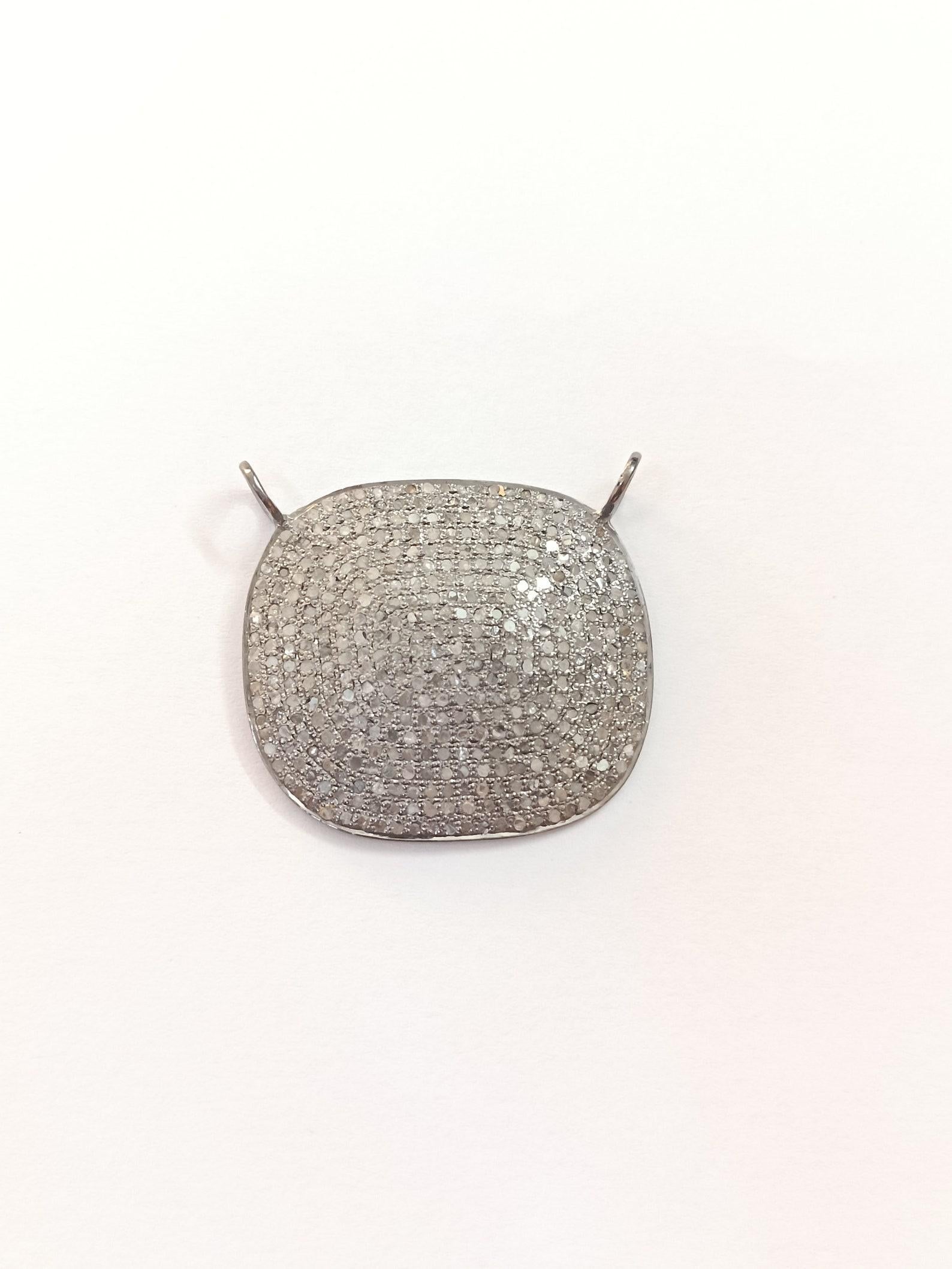 Art Déco Connettore per collana con diamante Pave 35x32 mm in argento Sterling 925 Forma quadrata. in vendita