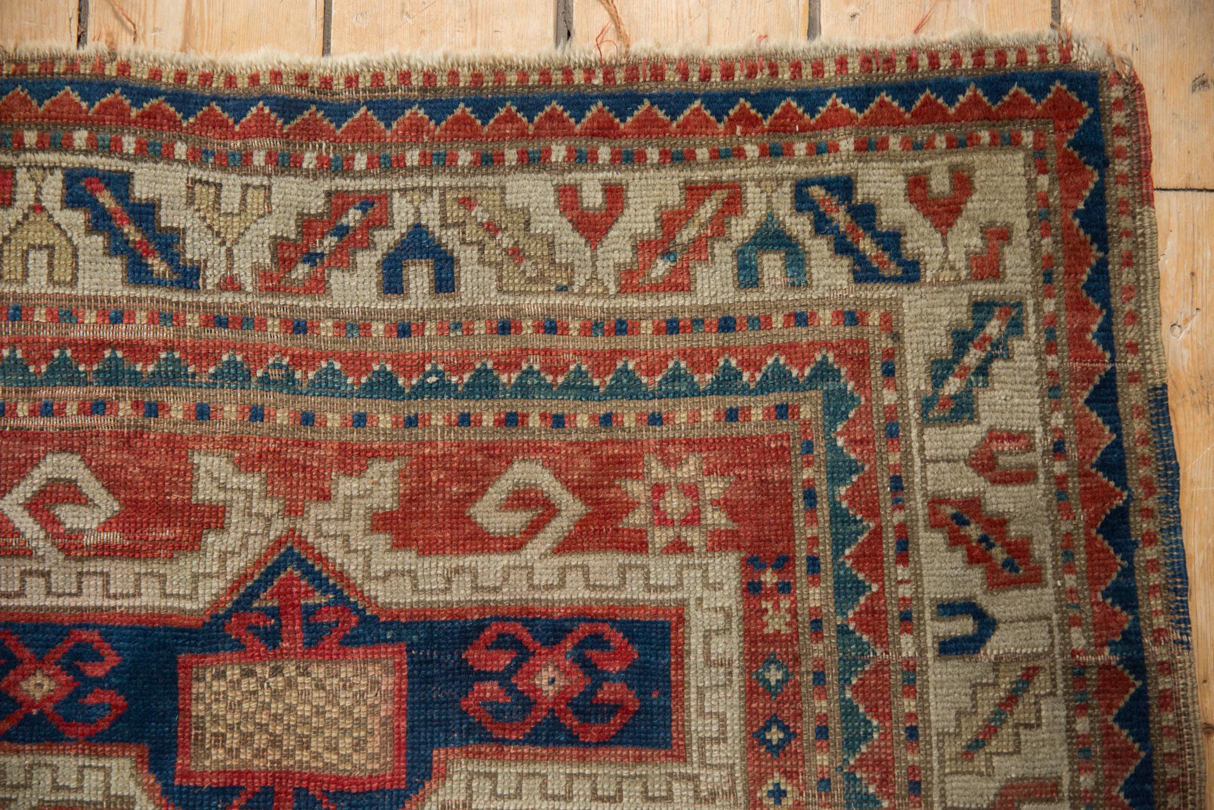 Asian Antique Kazak Square Rug For Sale