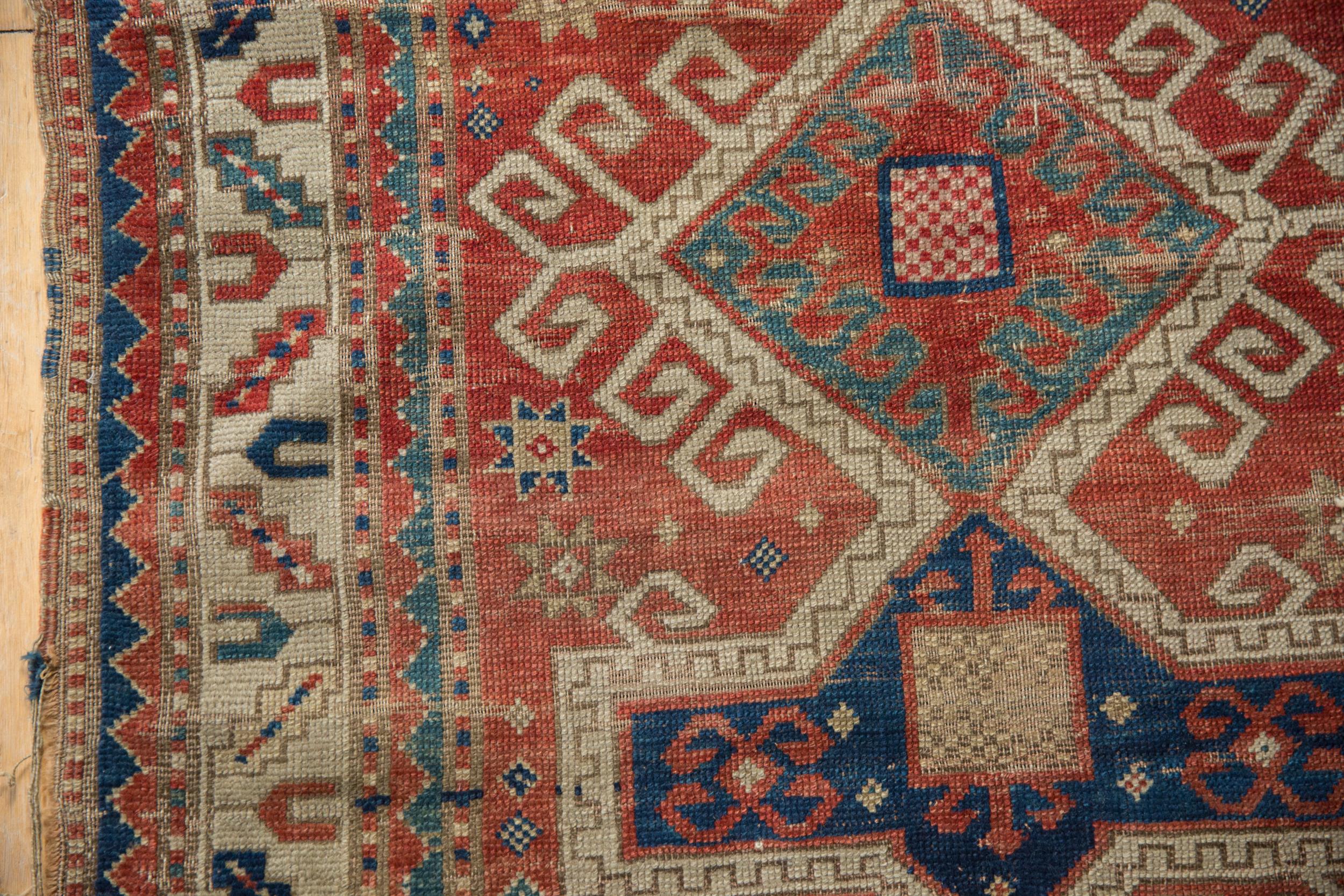 Wool Antique Kazak Square Rug For Sale
