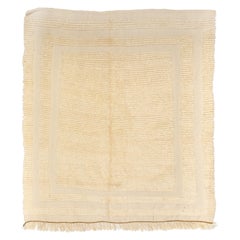 Tappeto Vintage Turco Beige 3.5x4 Ft, 100% Lana Naturale, Opzioni Personalizzate Disponibili
