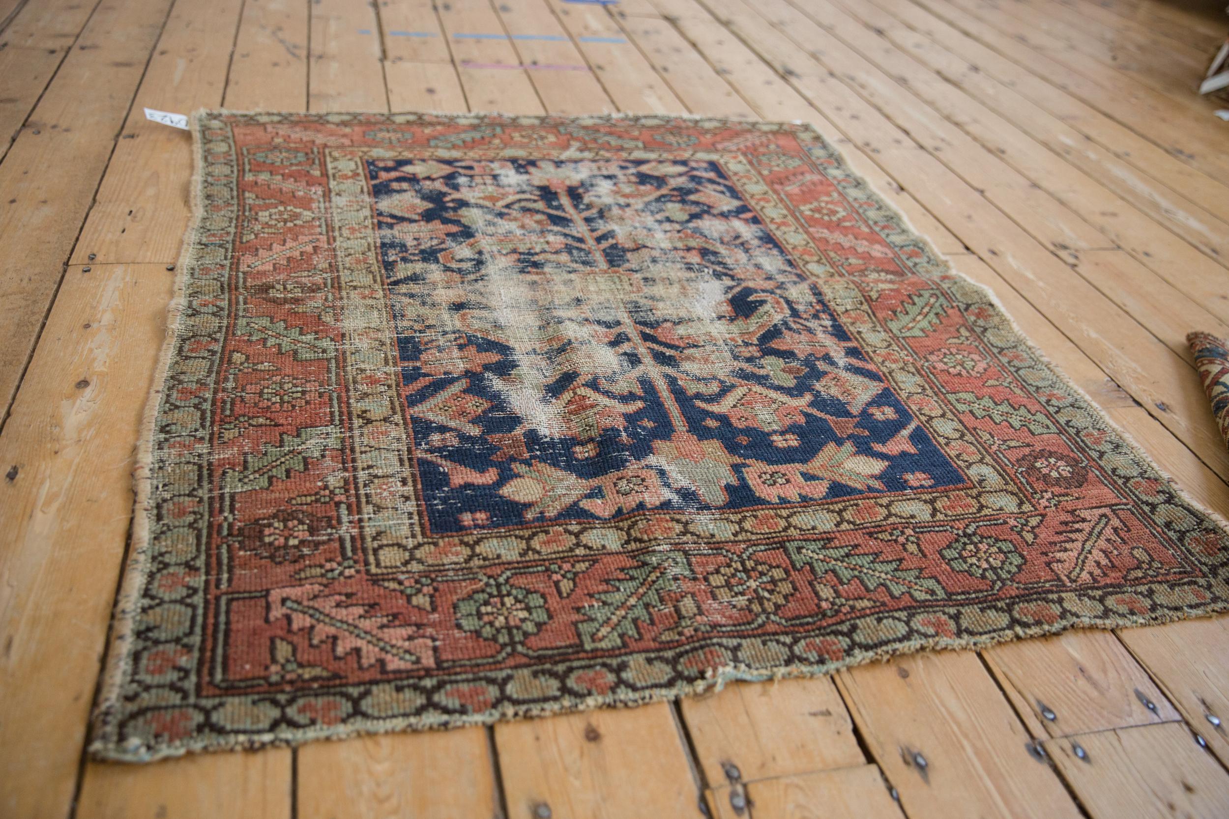 Persian Vintage Karaja Square Rug For Sale