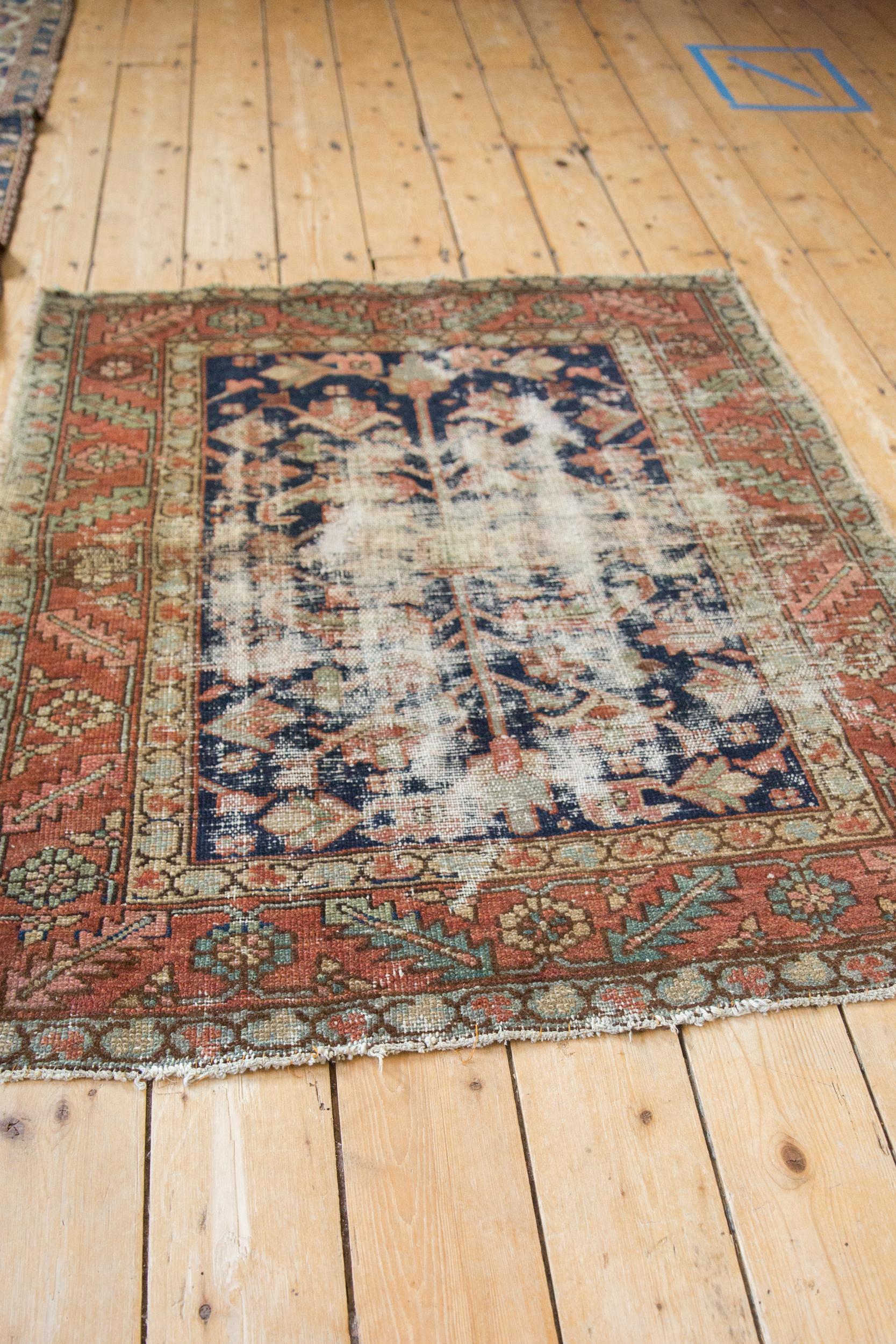 Vintage Karaja Square Rug In Fair Condition For Sale In Katonah, NY