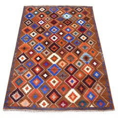 3
5"x4
10" Brown Geometric Design Colorful Afghan Baluch Wool Hand Knotted Rug