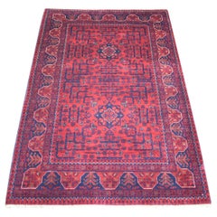 3'5"x4'10" Deep and Saturated Red Afghan Khamyab Shiny Wool Hand Knotted Rug