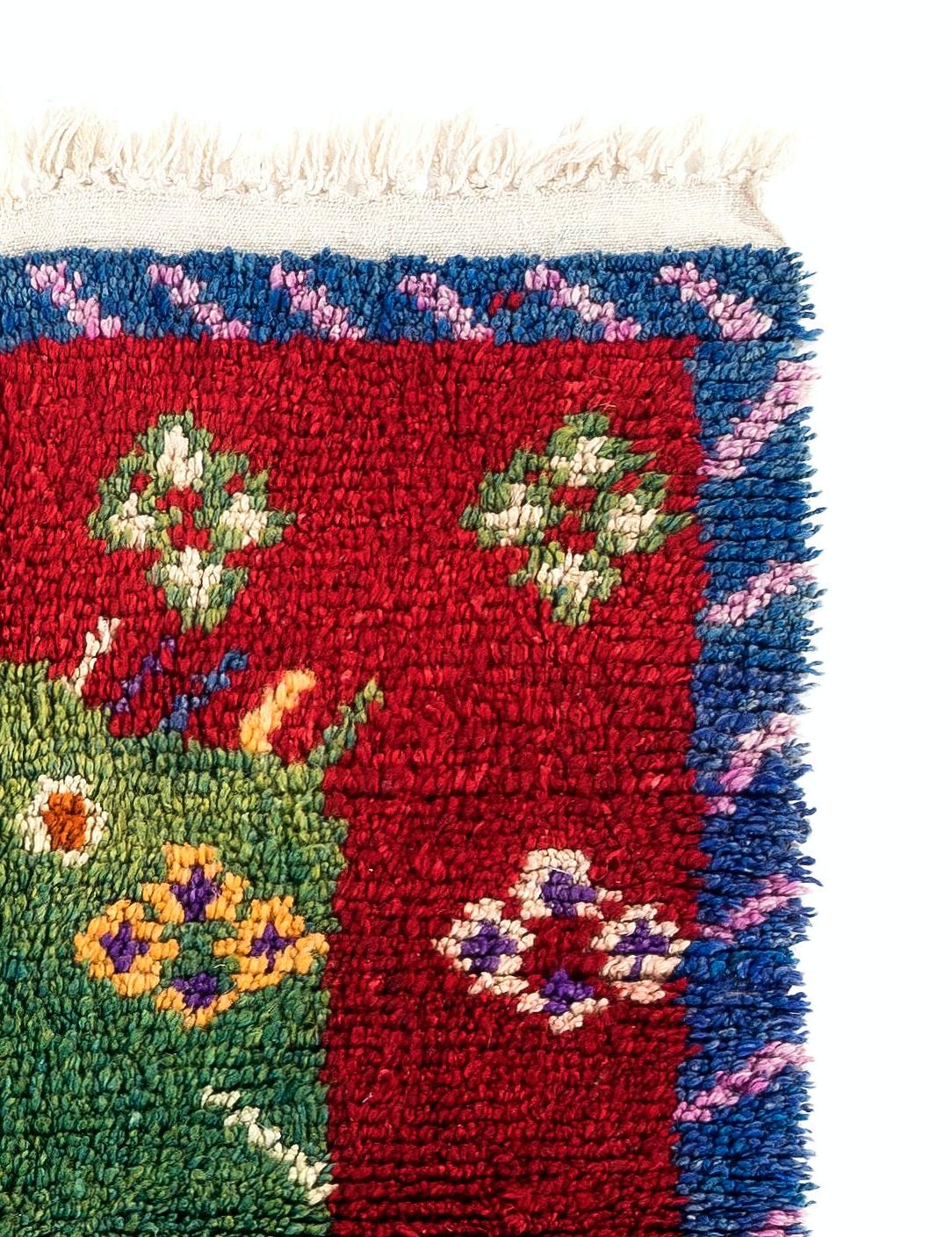 Hand-Knotted 3.5x4.8 Ft Handmade Folk Art, Vintage Tulu Prayer Rug, Wall Hanging, Floor Cover