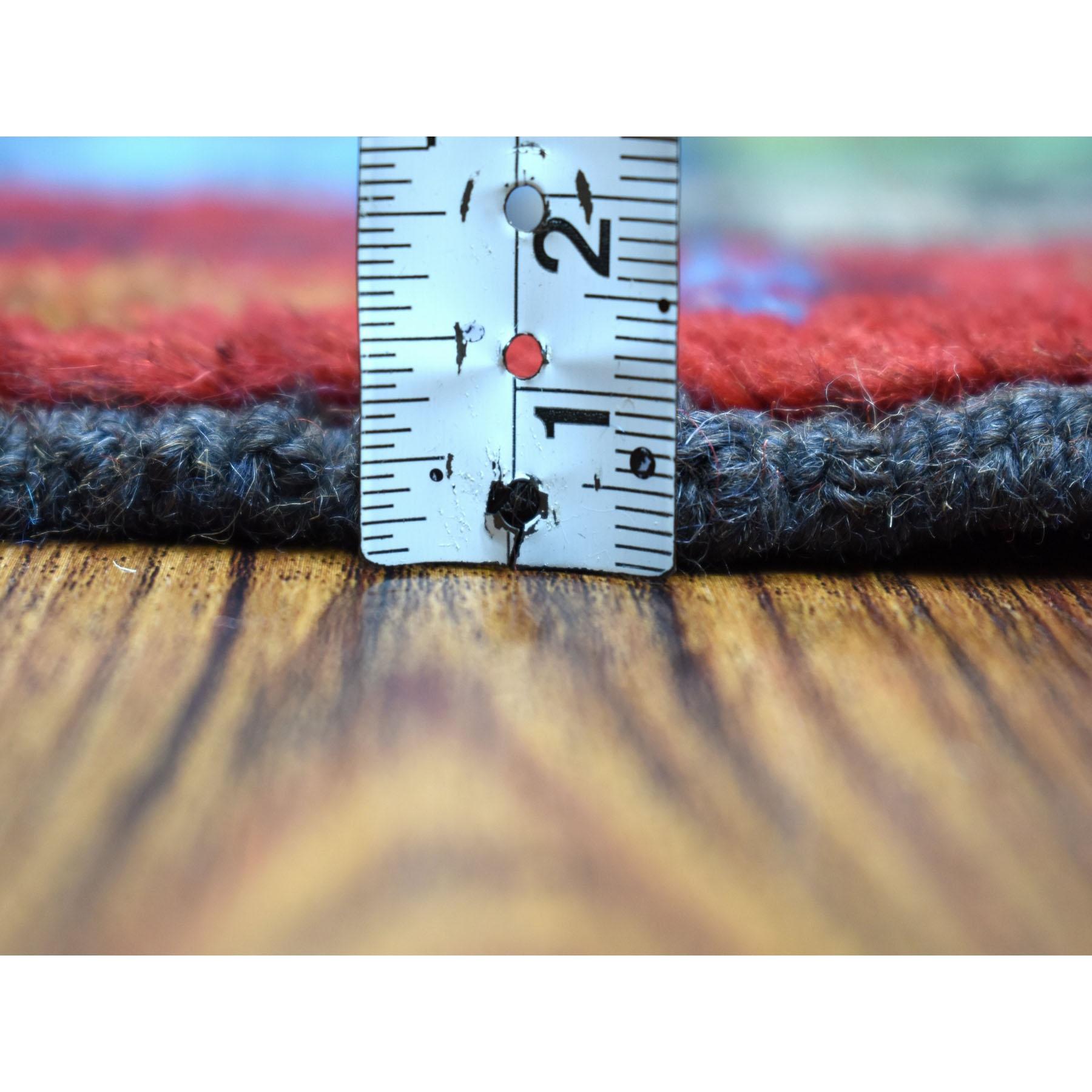 Afghano Tappeto rosso tribale dal design colorato afgano Baluch annodato a mano in pura lana 3'5 