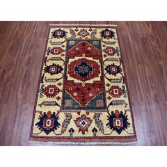 3'5"x4'9" Afghan Ersari Pure Wool Hand-Knotted Oriental Rug