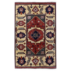 3'5"x4'9" Afghan Ersari Pure Wool Hand-Knotted Oriental Rug