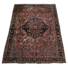 3
5 "x4
9" Blush Red Antike Persische Sarouk Sogar tragen Hand geknüpft reine Wolle Teppich