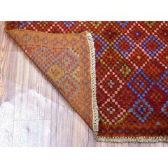 3'5"x5' Brown Tribal Design Colorful Afghan Baluch Hand Knotted Wool Rug