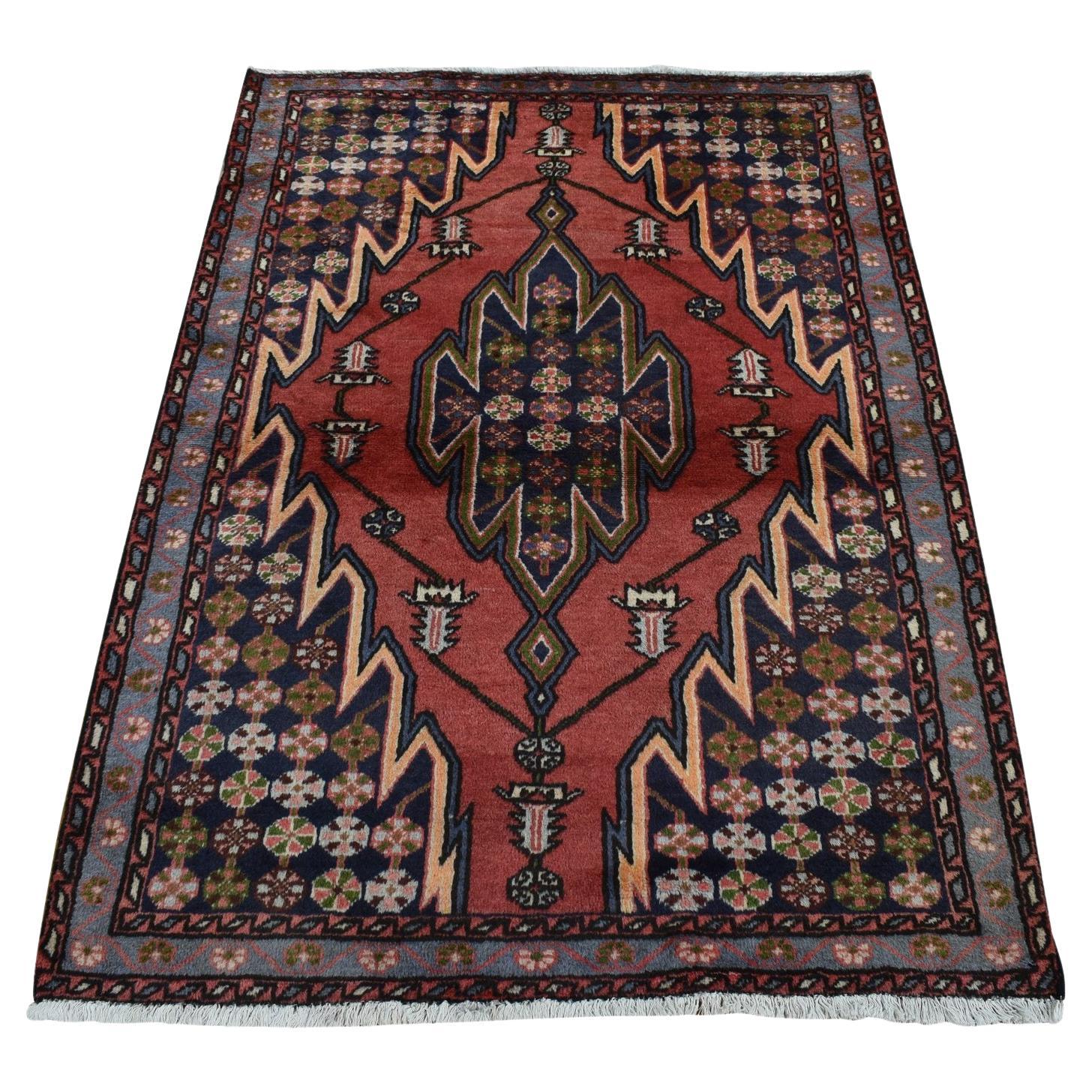 3'5 "x5' Cardenales Rojo Nuevo Diseño Persa Mazlagan Alfombra Anudada a Mano de Lana Pura en venta