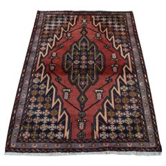3'5 "x5' Cardinals Red New Persian Mazlagan Design Reine Wolle Hand Knotted Rug