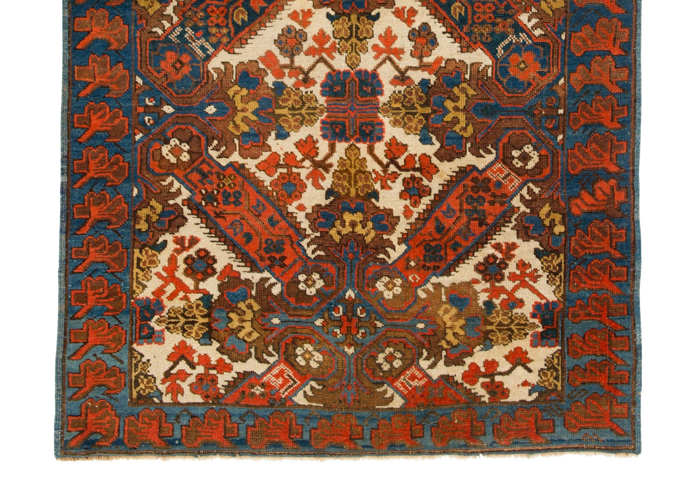 Hand-Knotted 3.5x5 ft Antique Caucasian Seichur Rug, circa 1890 For Sale