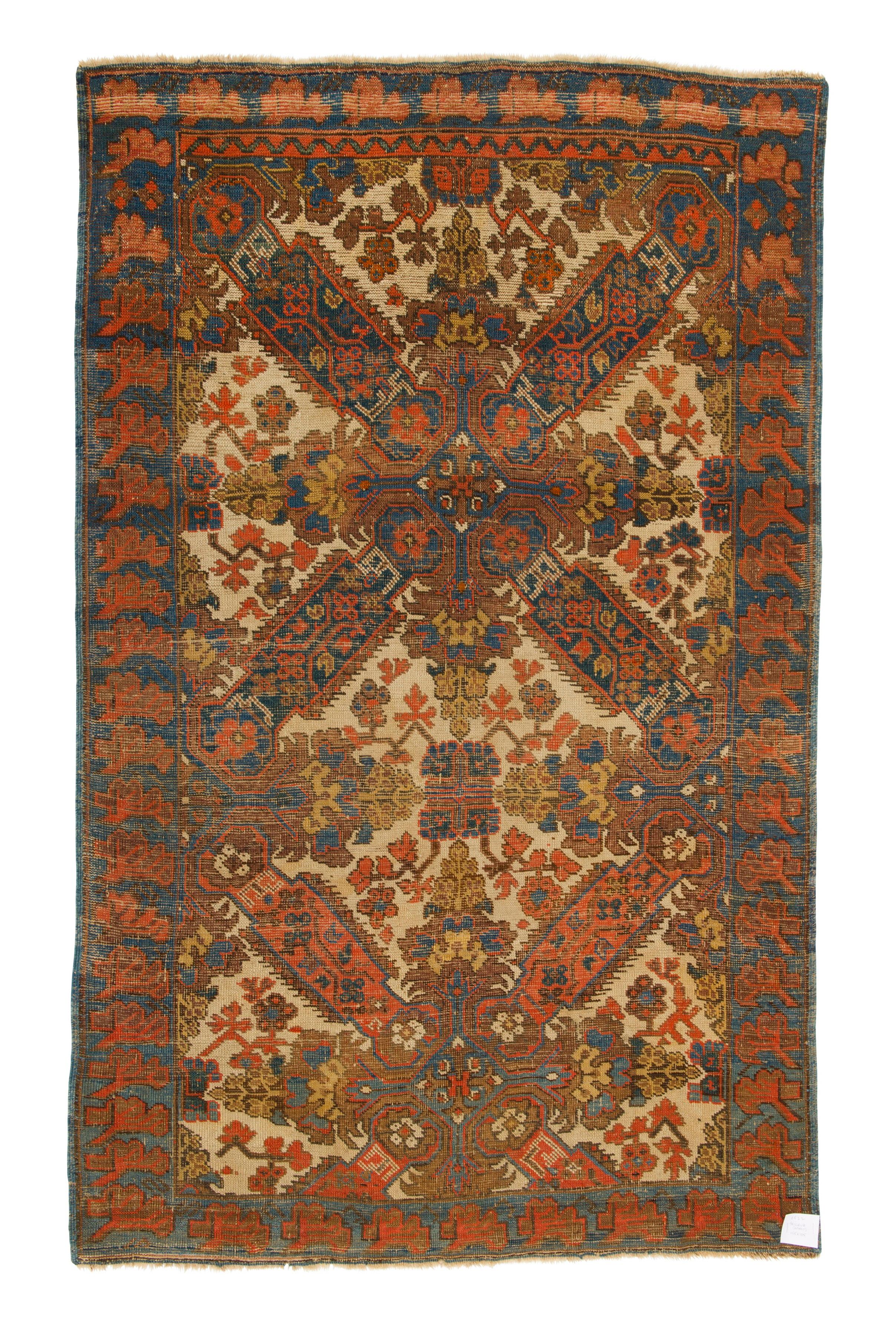 3,5x5 Fuß antiker kaukasischer Seichur-Teppich (Kasachisch) im Angebot