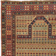 3.5x5 Ft Antique Caucasian Shirvan Prayer Rug, Rare Yellow Ground. Circa 1875