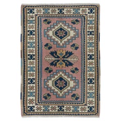 Tappeto moderno turco annodato a mano 3.5x5 Ft con disegno geometrico, 100% lana