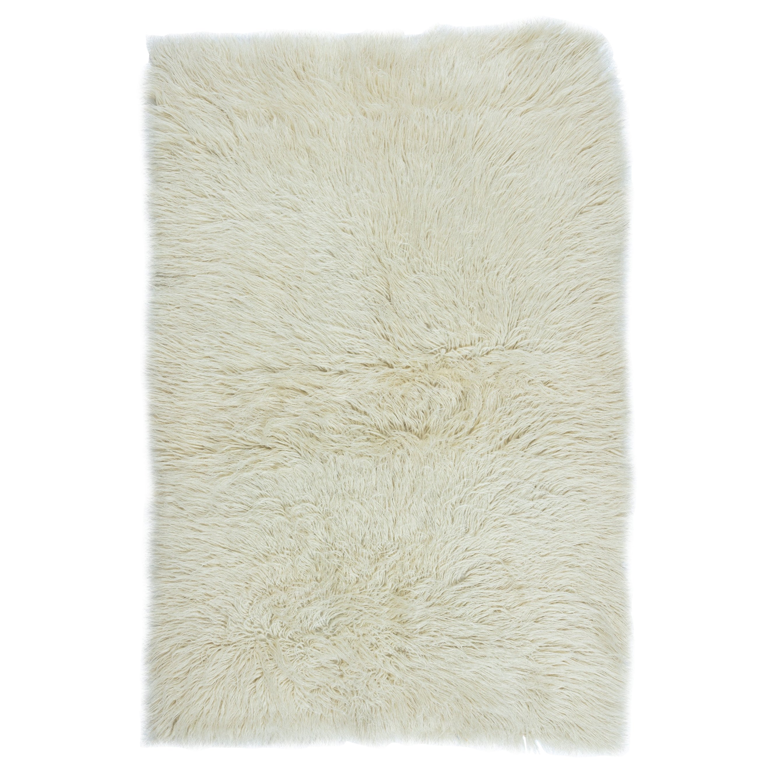 3.5x5 Ft Handmade Shag Pile Rug Made of Mohair Wool. Vintage Turkish Carpet