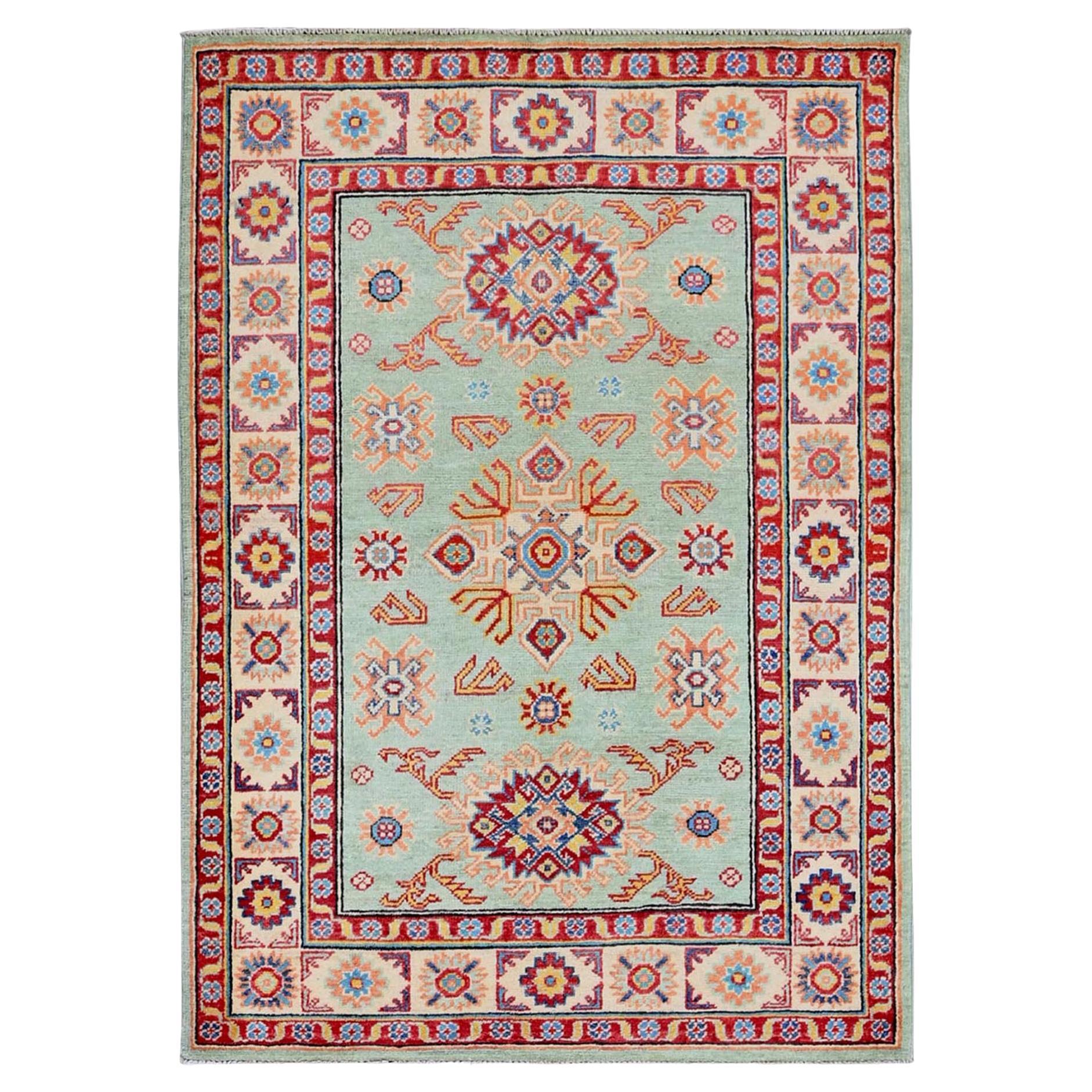 3'5 "x5' Greene & Greene Kazak con Design Tribale Tappeto in morbida lana annodato a mano