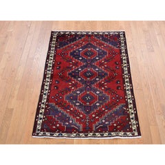 3'5"x5' Red New Bohemian Persian Malayer Pure Wool Hand Knotted Rug