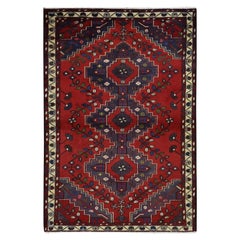 3'5"x5' Red New Bohemian Persian Malayer Pure Wool Hand Knotted Rug
