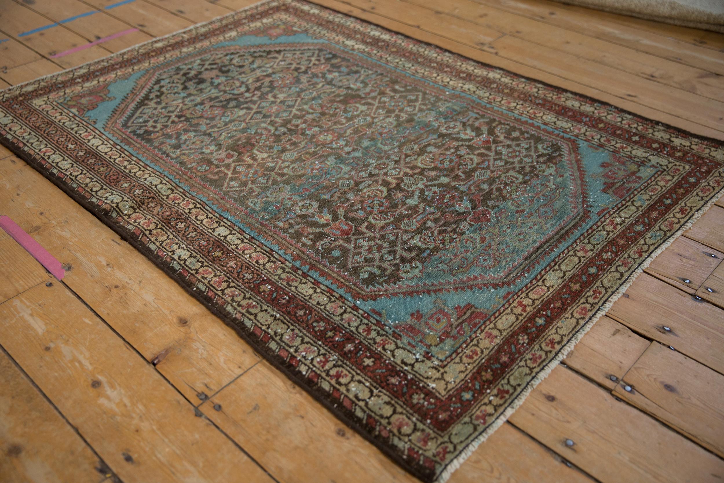 Hand-Knotted Vintage Distressed Malayer Rug For Sale