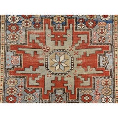 3'5"x5'1" Misty Gray Antique Caucasian Lesghi Clean Hand Knotted Pure Wool Rug