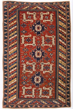 Alfombra antigua caucásica Karagashli Shirvan de 3,5x5,3 pies, ca. 1880