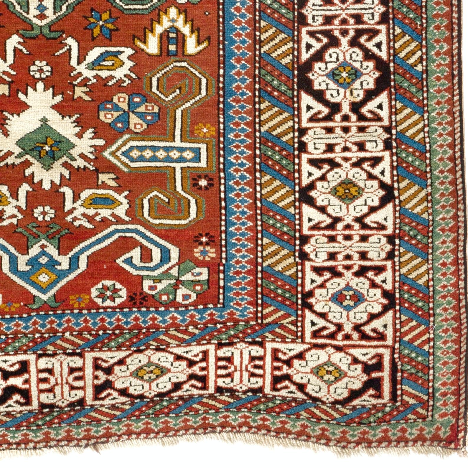 3.5x5.4 Ft Antique Caucasian Perepedil Rug. Circa 1890 In Good Condition For Sale In Spring Valley, NY