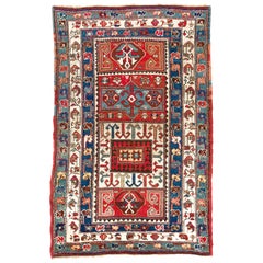 3.5x5.5 ft Antique South Caucasian Shahsavan Rug, Ca 1890