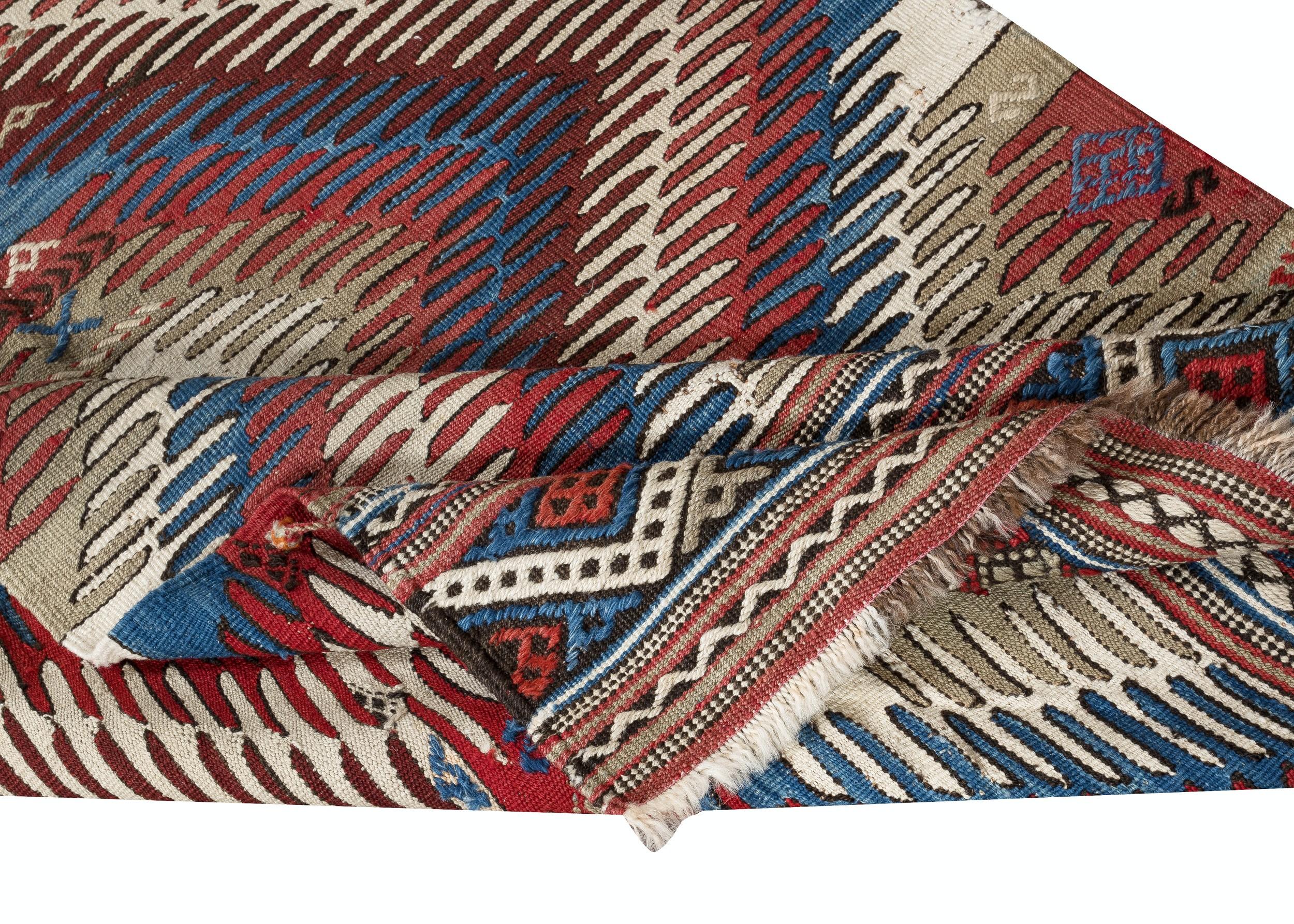 Turkish 3.5x5.6 Ft Vintage Afyon Dazkiri Kilim Rug, West Central Anatolia, Ca 1960 For Sale