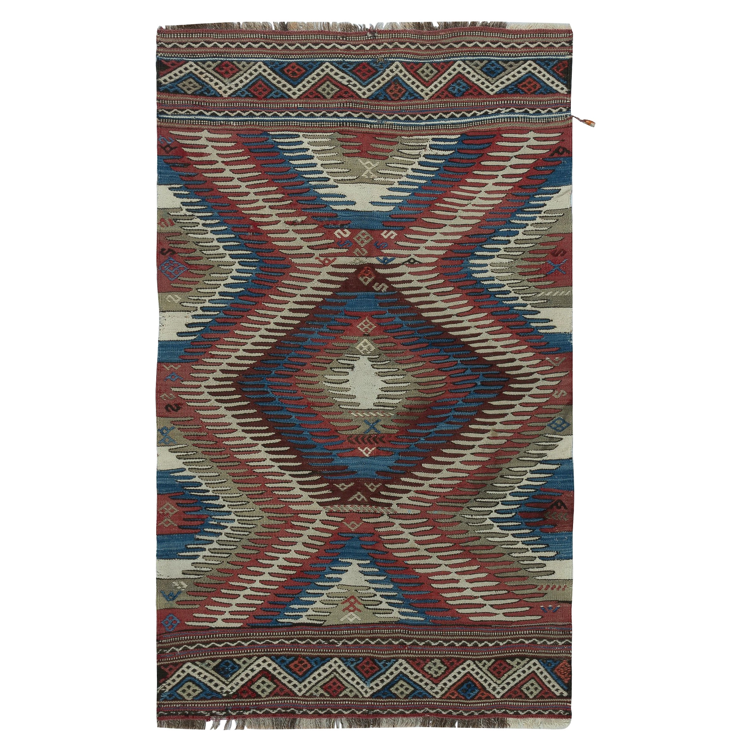 3.5x5.6 Ft Vintage Afyon Dazkiri Kelim-Teppich, West Zentral Anatolia, ca. 1960 im Angebot