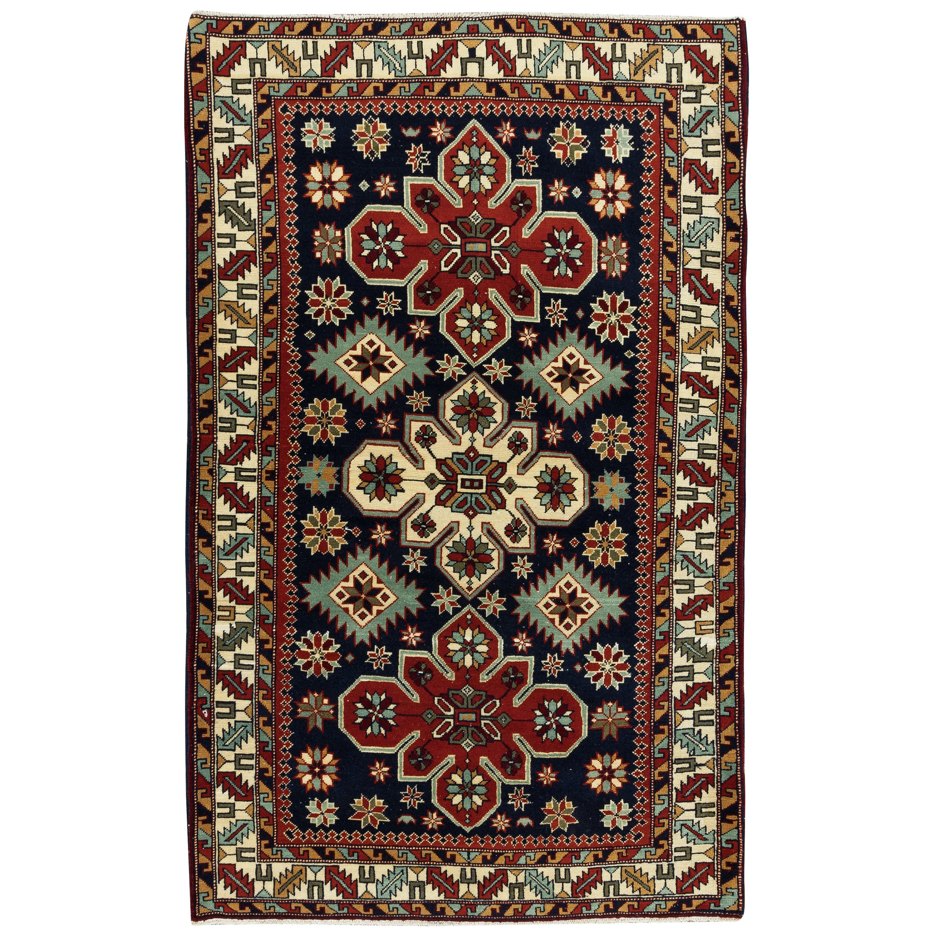 3.5x5.7 ft Tappeto d'accento moderno annodato a mano dalla Turchia, 100% lana e tinture naturali