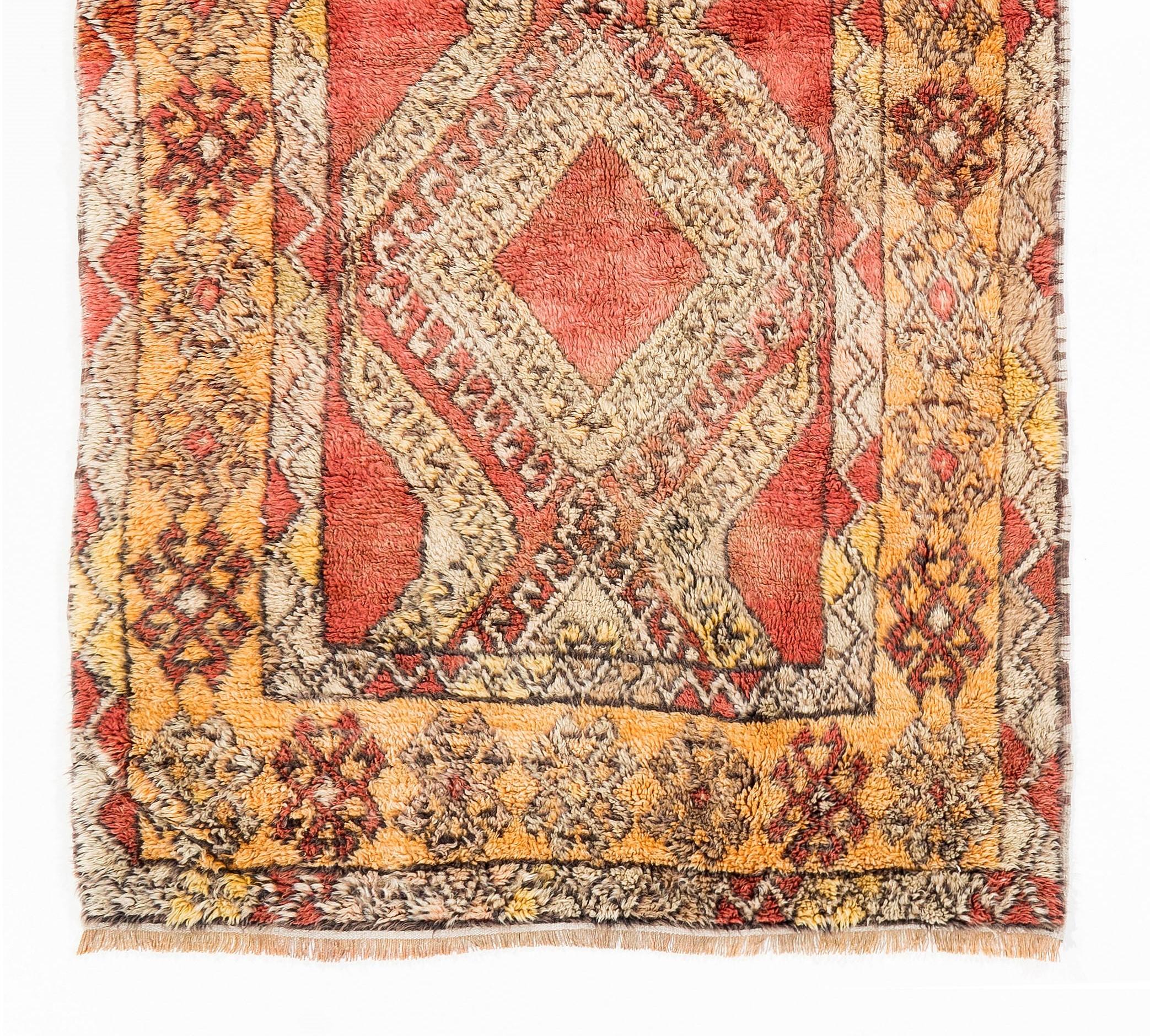 Hand-Knotted 3.4x5.7 Ft Vintage Hand-knotted Turkish 