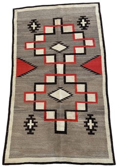 3.5x6 Vintage Navajo Handgewebter Teppich Ganado Graue Wolle Südwestlich 99cm x170cm