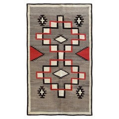 3.5x6 Vintage Navajo Handgewebter Teppich Ganado Graue Wolle Südwestlich 99cm x170cm