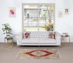 3.5x6.4 Ft Traditional Vintage Turkish Tribal Rug, Handmade Wool Village Carpet