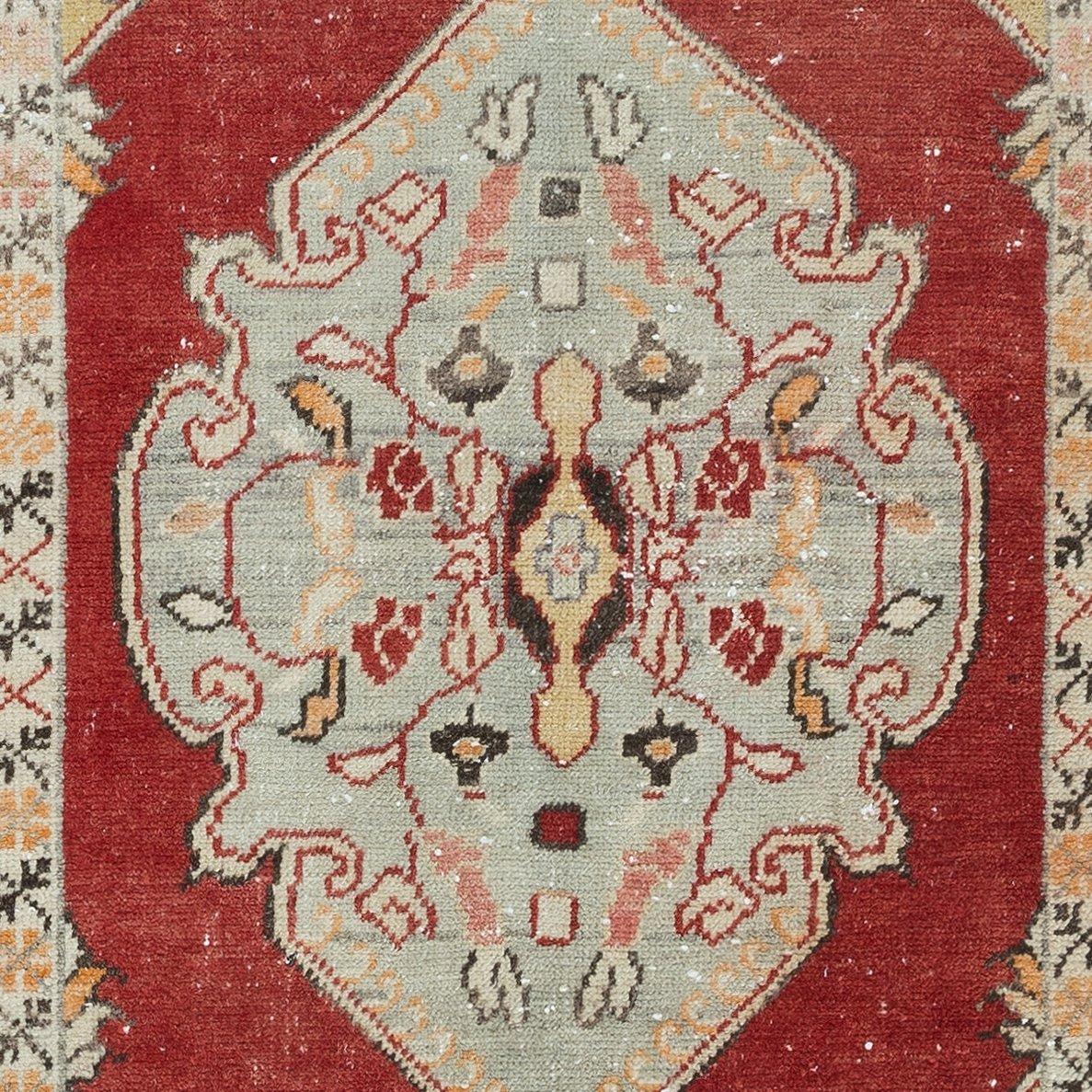20th Century 3.5x6.4 Ft Traditional Vintage Turkish Tribal Rug, Handmade Wool Village Carpet For Sale