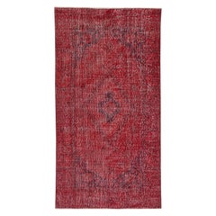 3.5x6.5 Ft Moderner Türkischer Wollteppich. Vintage Red Overdyed Handmade Area Rug