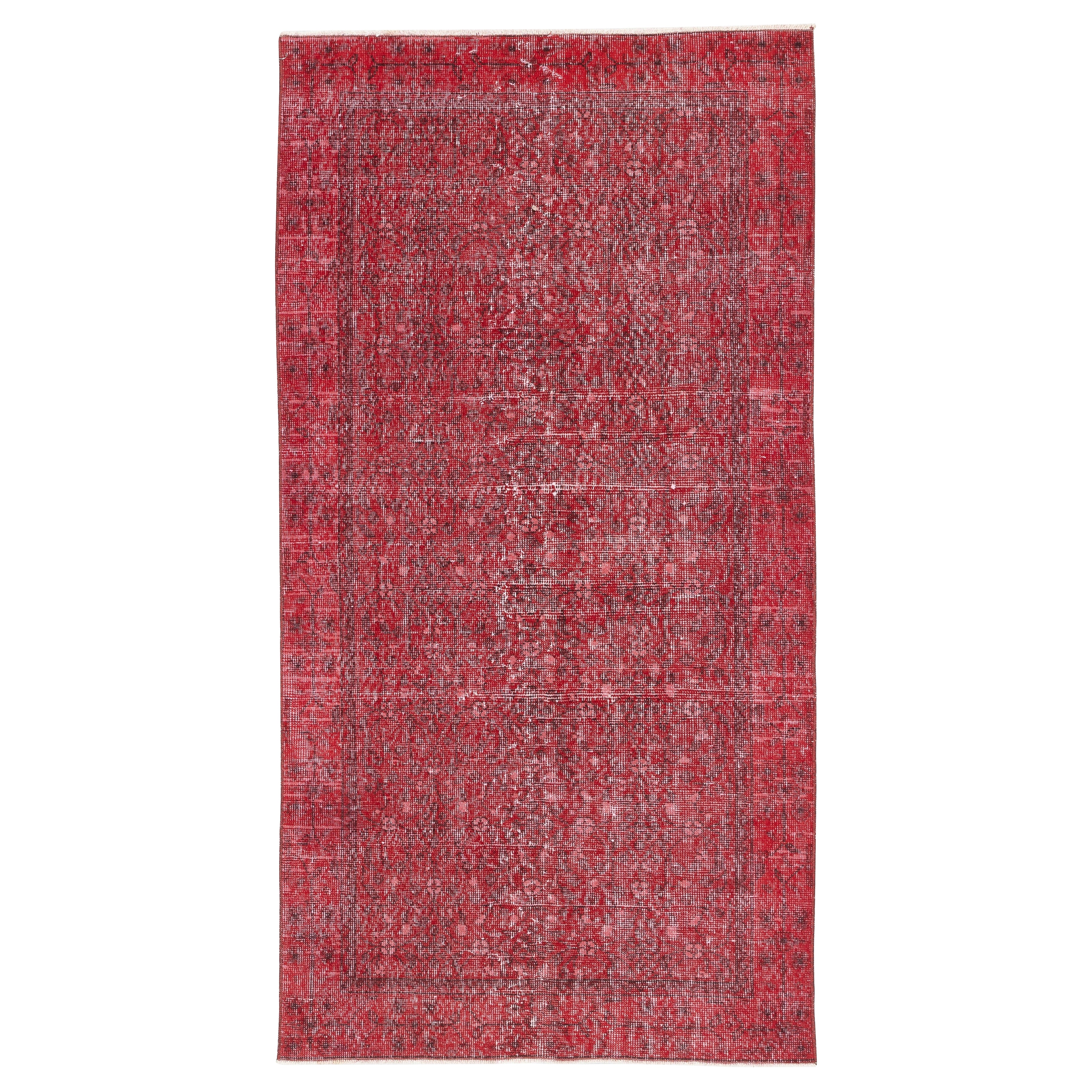 3.5x6.5 Ft Vintage Red Area Rug. Handgefertigter türkischer Teppich für A-Spaces