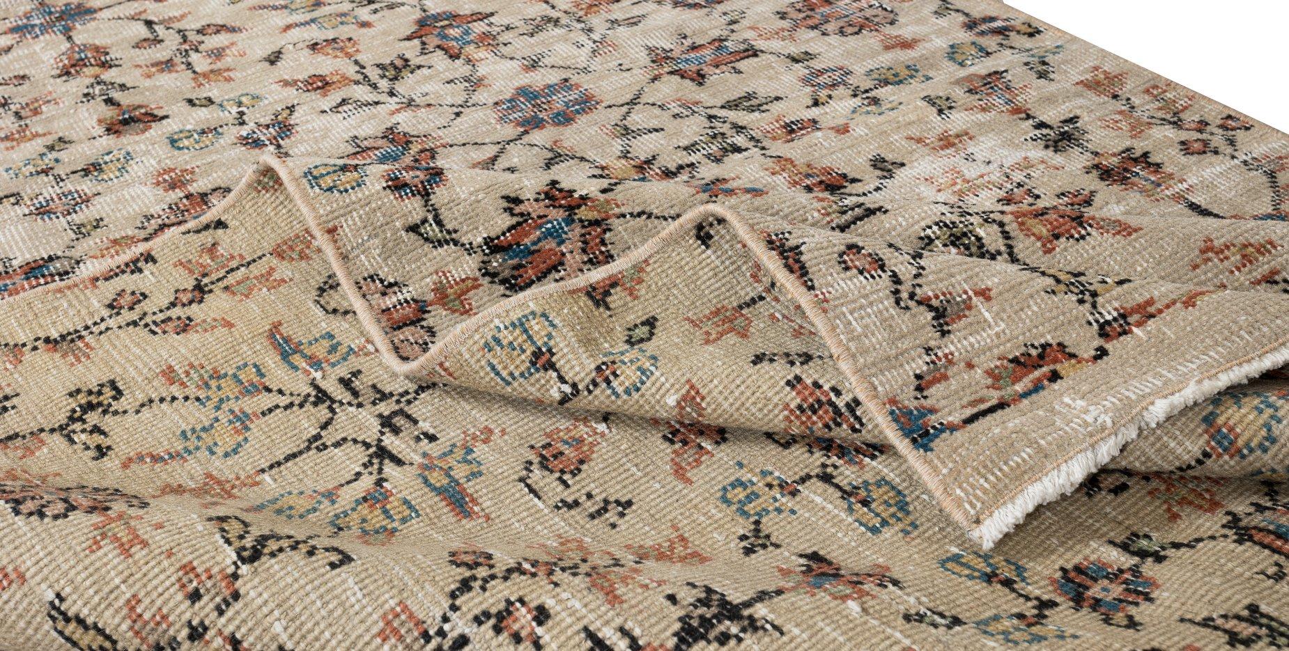 Oushak Accent Rug with Colorful Flowers, Turkish Handmade 1960s Small Carpet For Sale