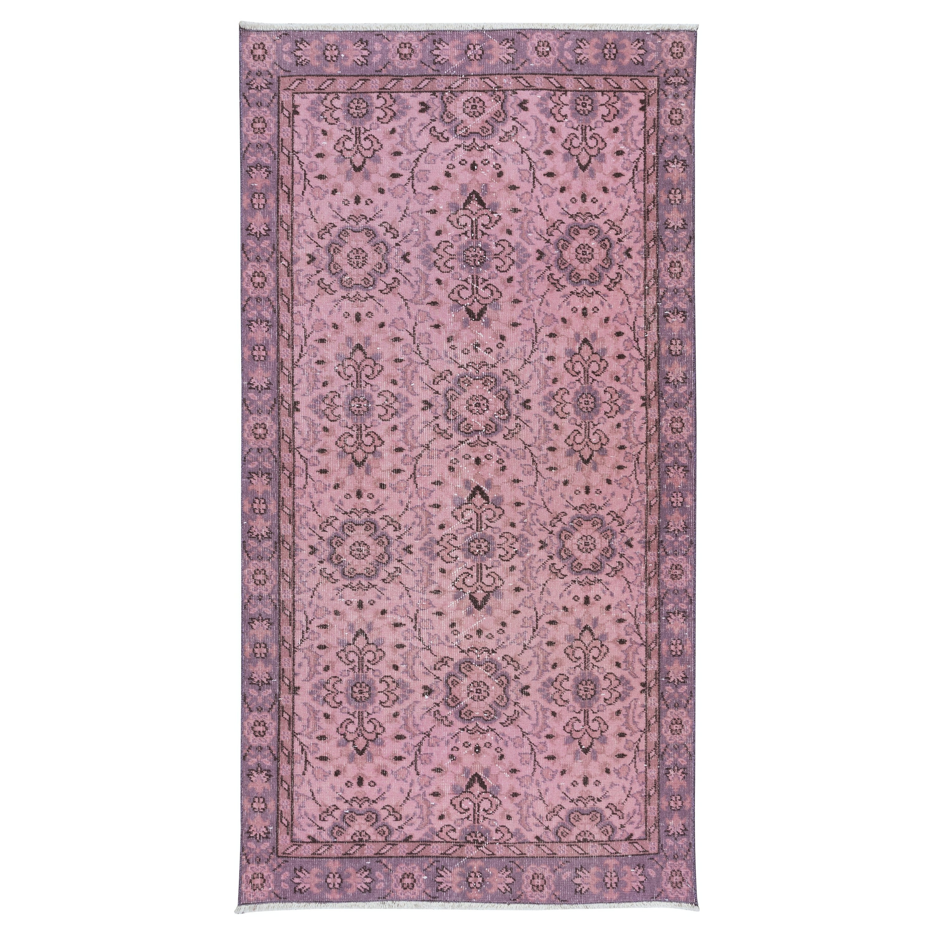 3.5x6.6 Ft Modernity Tapis rose fait à la main avec style rustique italien méditerranéen en vente