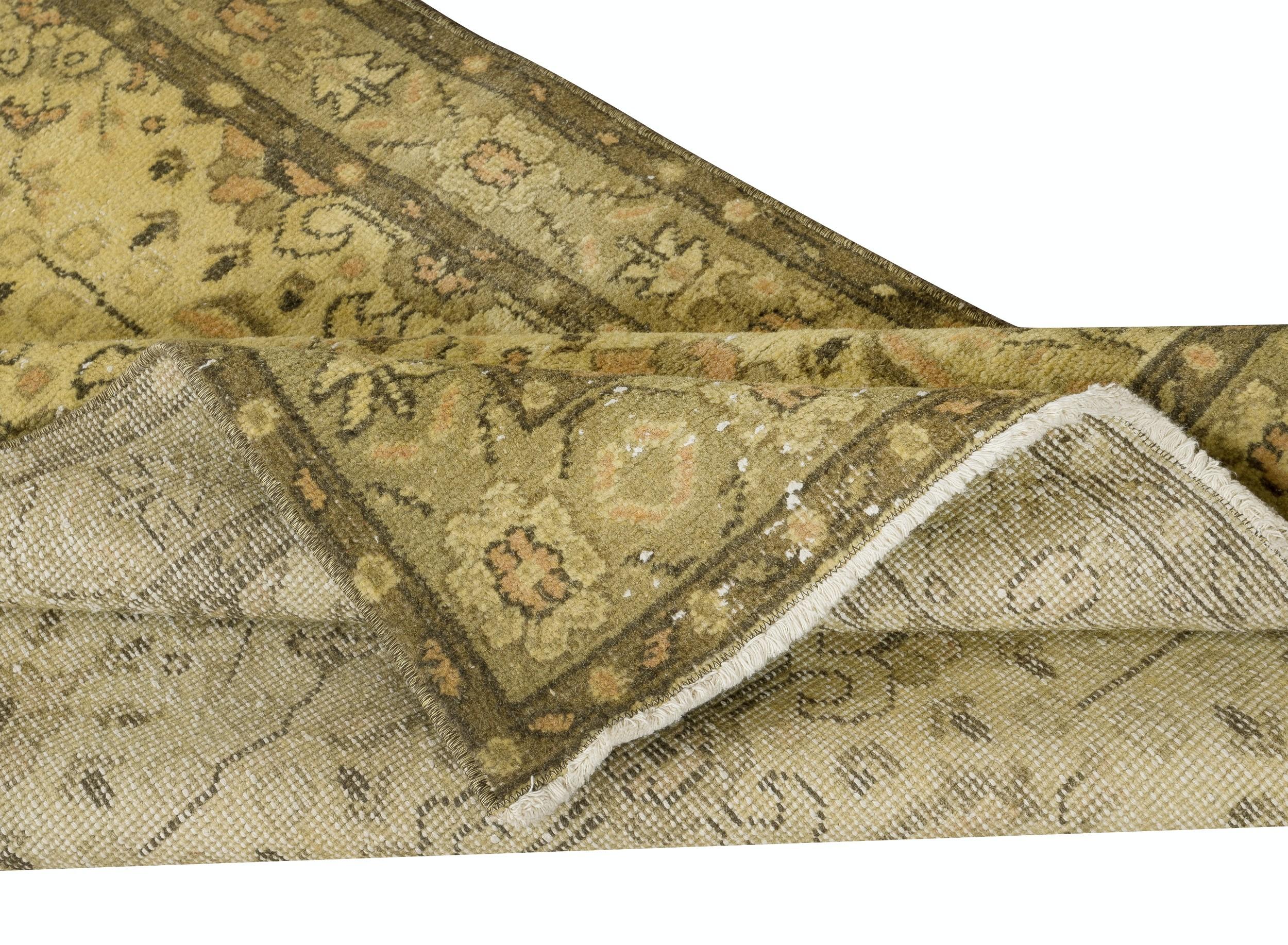 3,5x6,8 Pies Alfombra Floral Turca Vintage Hecha a Mano Teñida de Amarillo 4 Interiores Modernos Turco en venta