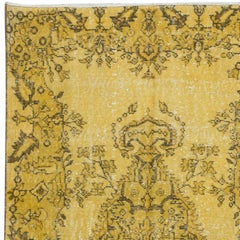 3.5x7 Ft Small Modern Yellow Wool Rug, Handknotted and Handwoven in Turkey