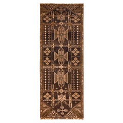 3
5"x9
3" Brown Vintage Persian Bakhtiar Hand Knotted 100% Wool Runner Rug