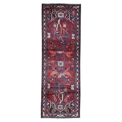 3'5"x9'7" Wool New Persian Bakhtiar with Deer Figurines Hand Knotted Runner Rug