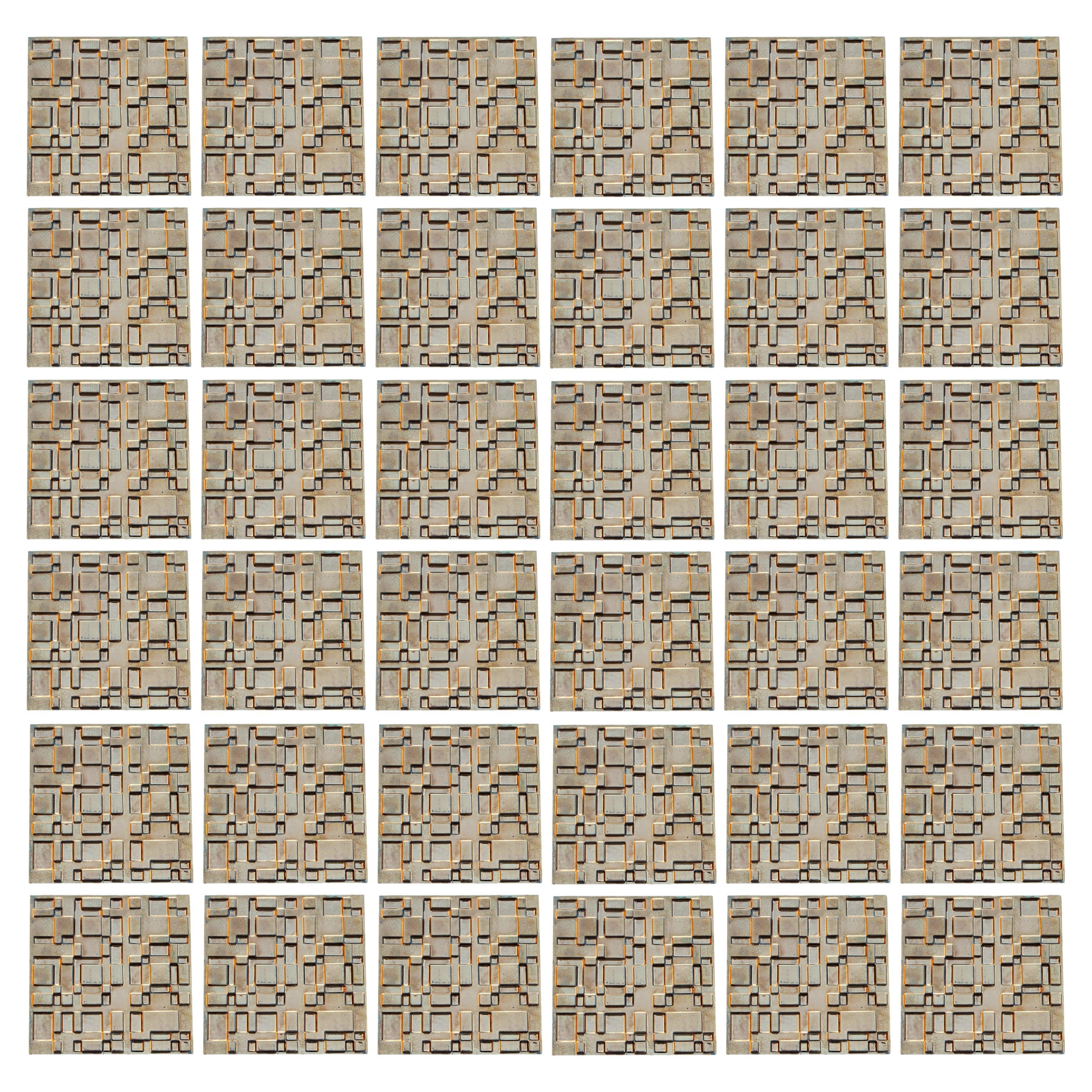 36 carreaux architecturaux modernistes brutalistes en bronze de 12 pouces de Millard Sheets 1962 en vente