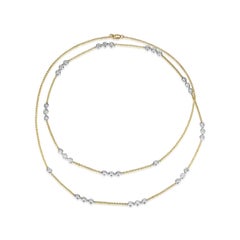18K Two-Tone Gold Diamond Station Necklace – 3.60 Carats, 34 Inches